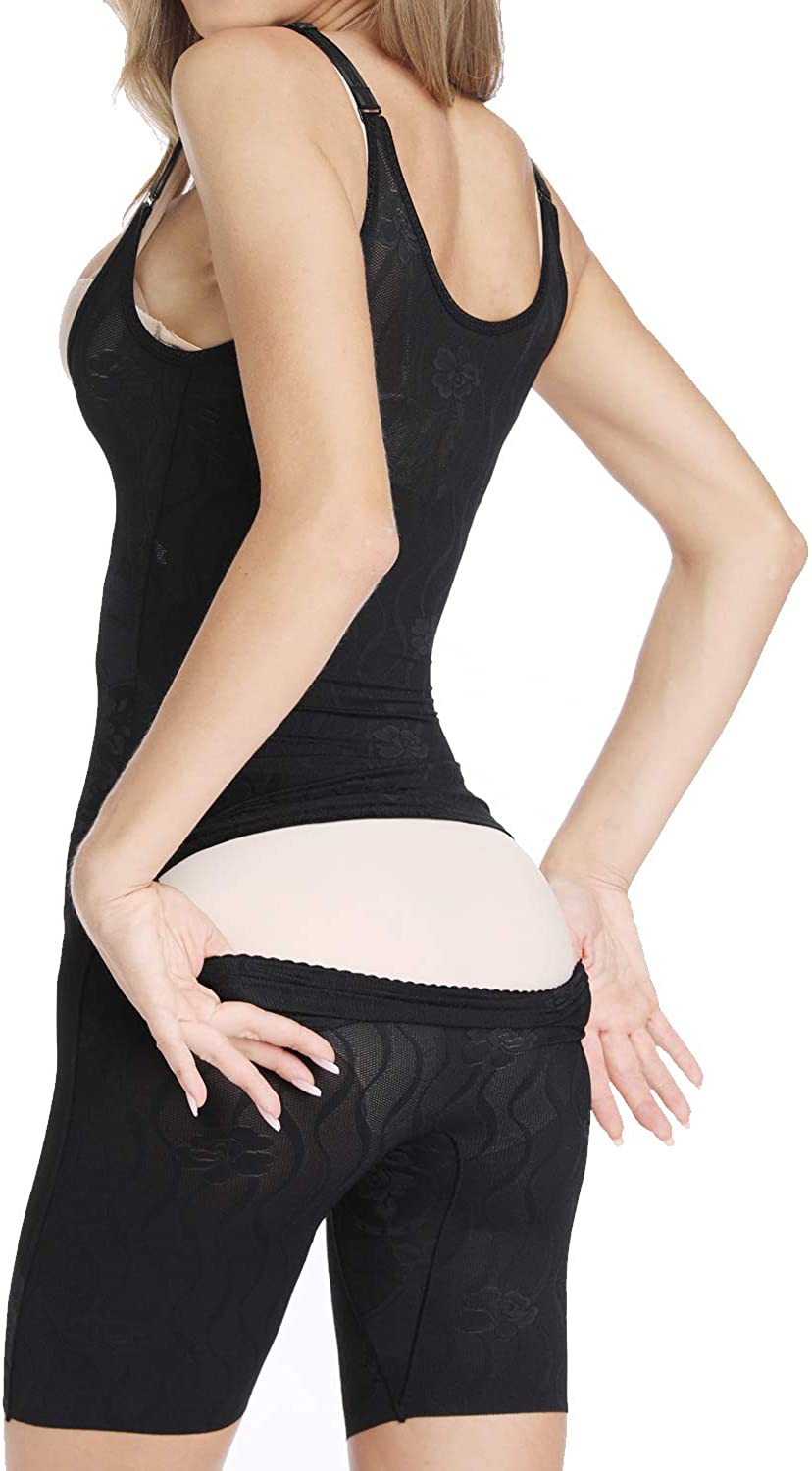 Price:$21.99 Vaslanda Women Seamless Rear-Open Full Body Slimmer Shapewear Firm Control Smoother Bodysuit Mid Thigh Body Shaper at Amazon Women’s Clothing store