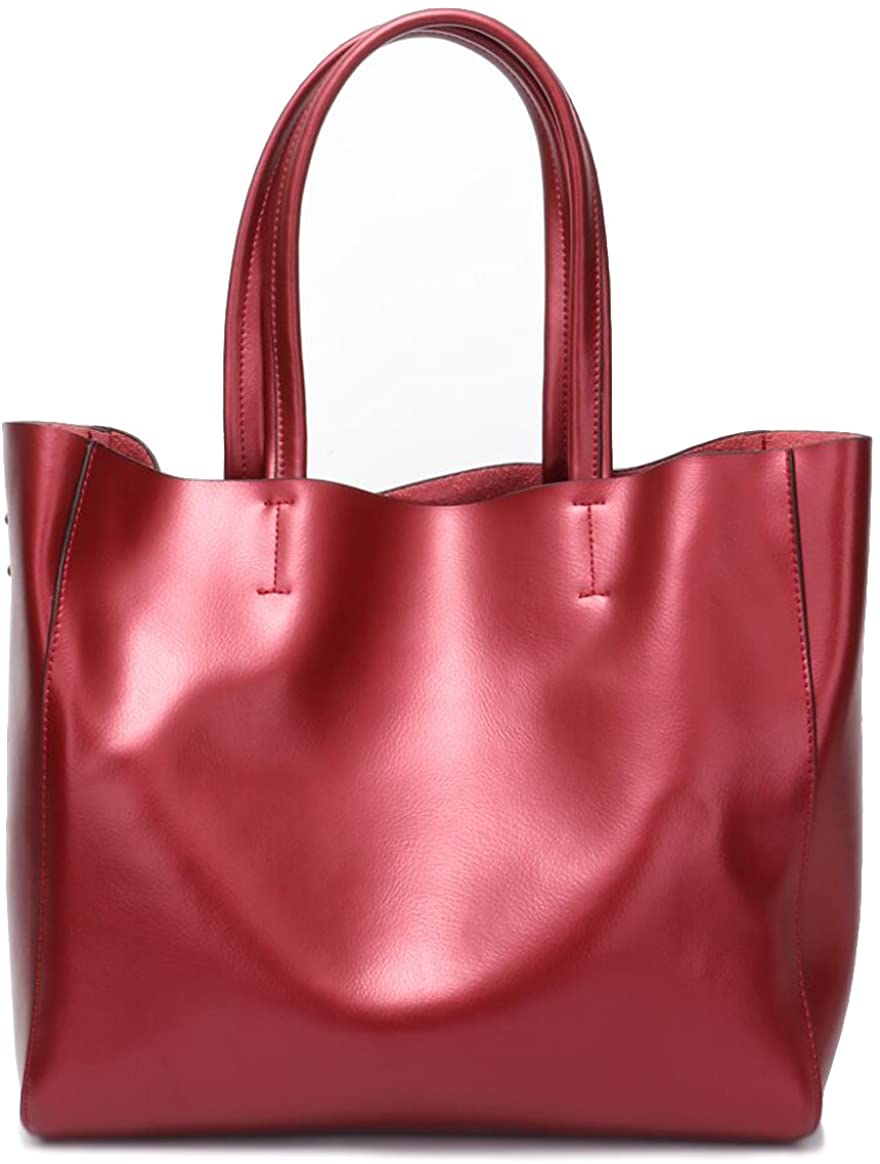 Price:$49.99    Covelin Women's Handbag Genuine Soft Leather Tote Shoulder Bag Hot Wine red  Clothing