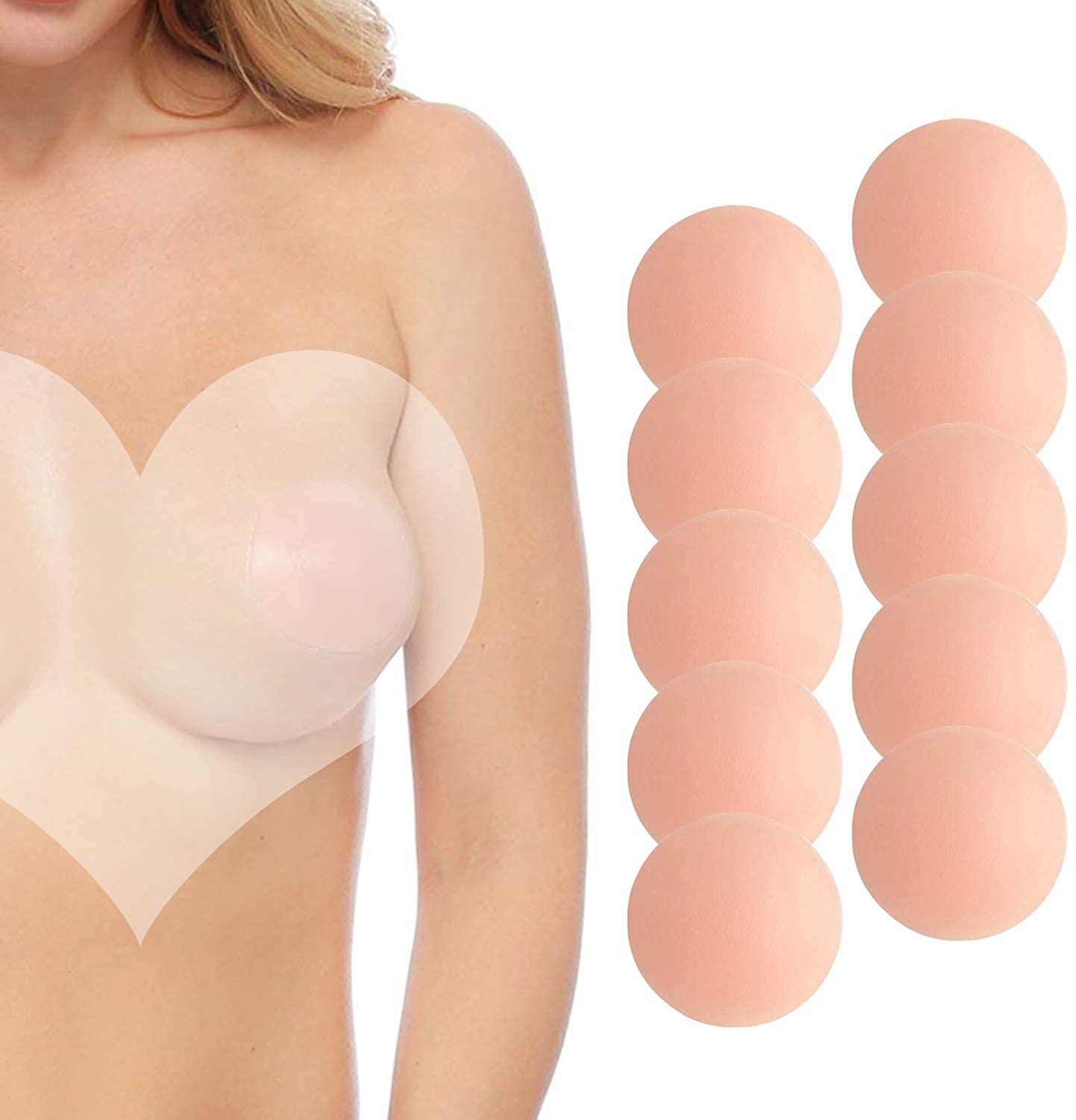 Price:$11.99 Nippleless Covers, Womens Reusable Adhesive Invisible Silicone Cover 5 Pairs (Nude 5 Pairs Round) at Amazon Women’s Clothing store