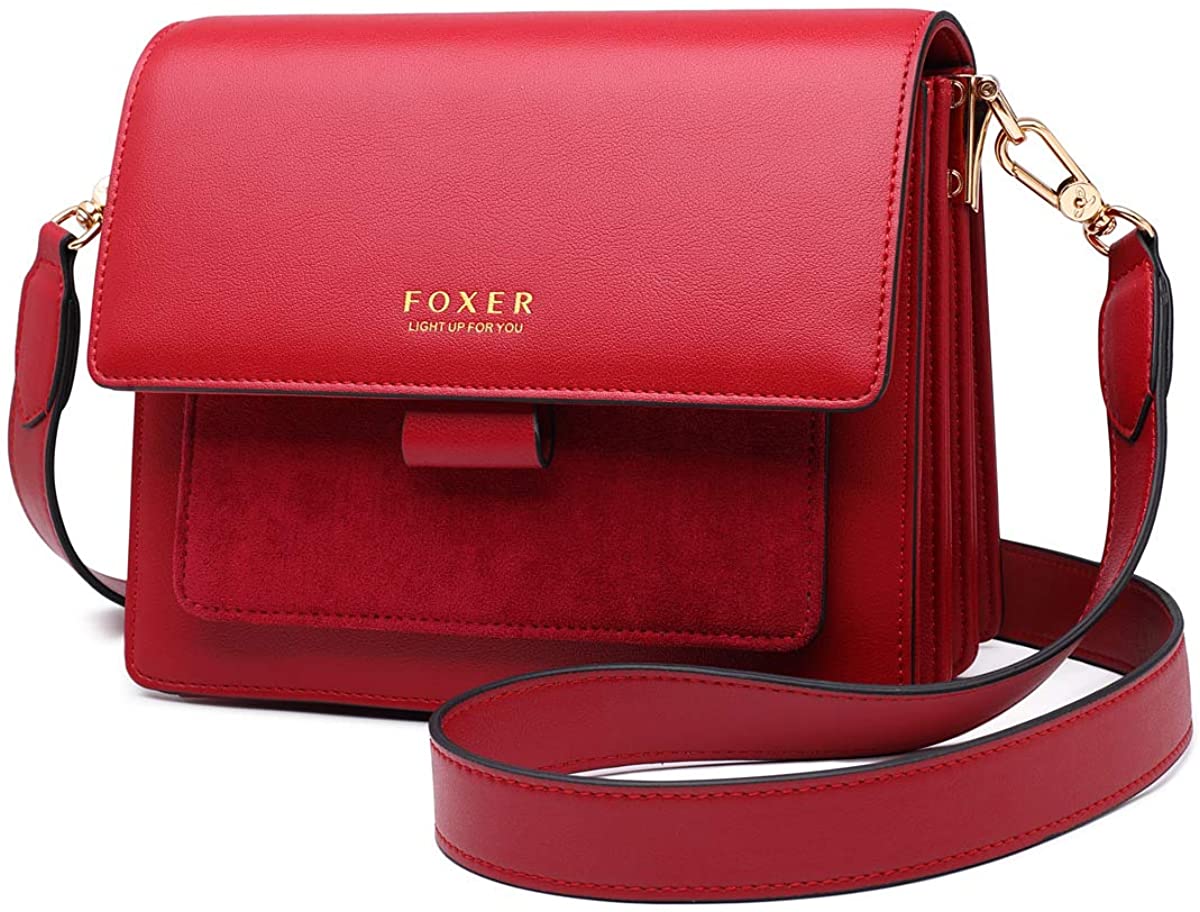 Price:$47.99    FOXER Women's Small Crossbody Bag, Genuine Cow Leather Mini Ladies Shoulder Bag  Clothing