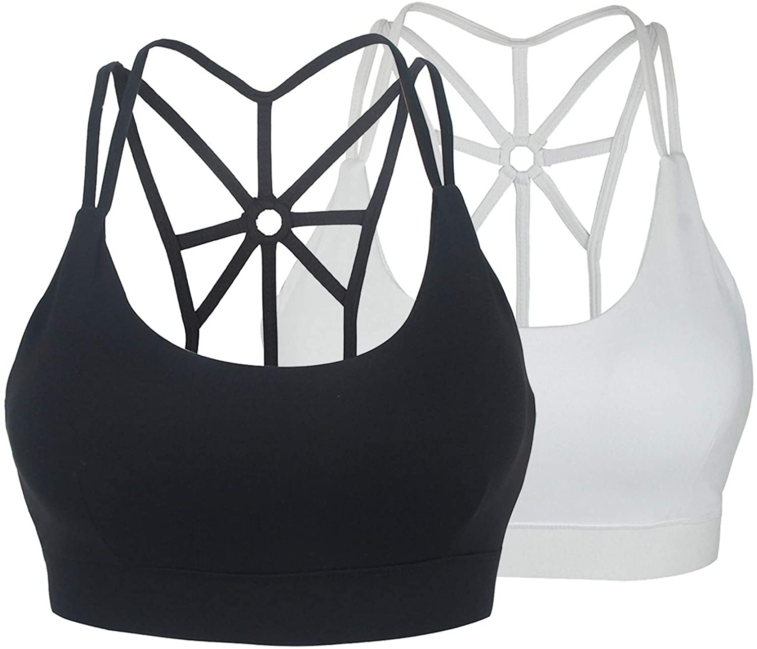 Price:$6.99    LYZ Women's Padded Sports Bra Criss Cross Back High Impact Strappy Yoga Bra  Clothing