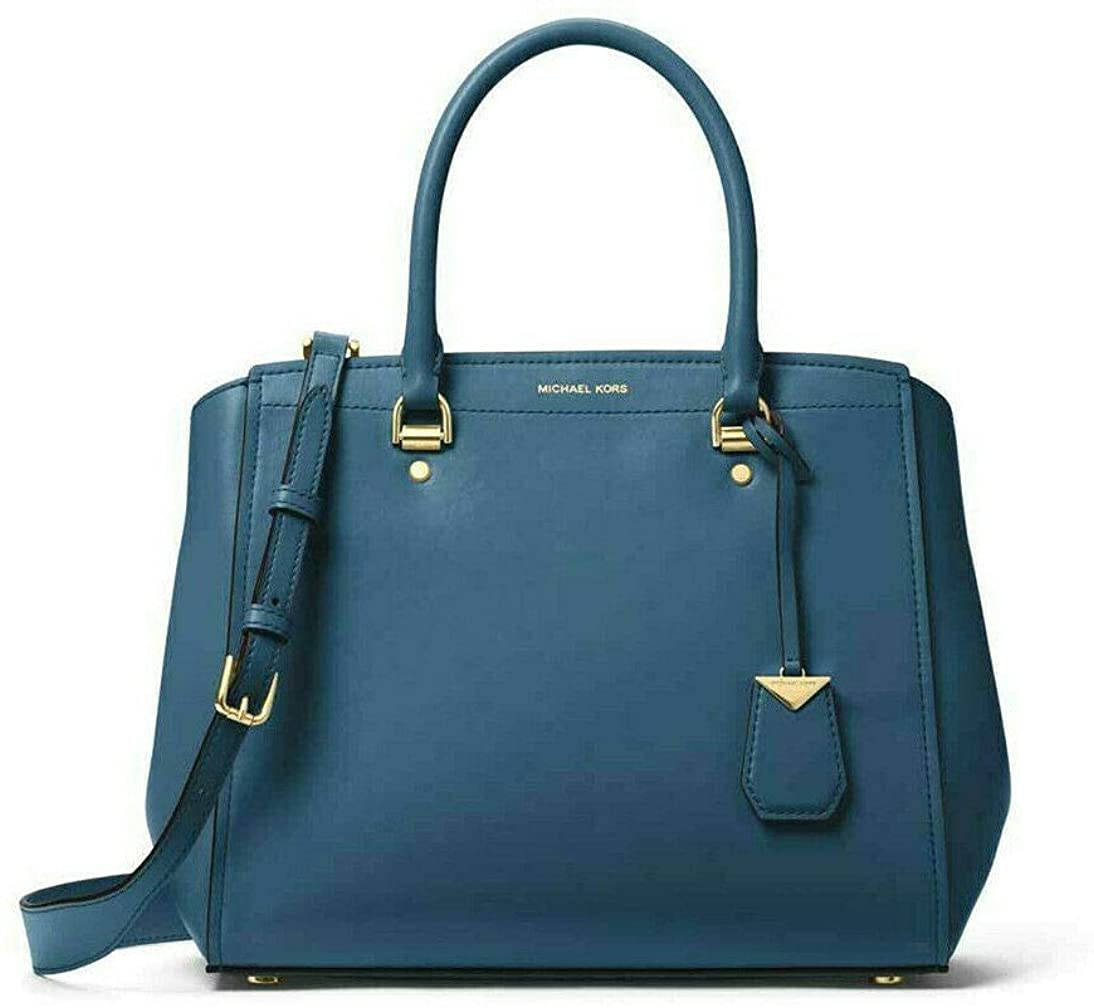 Price:$265.00    MICHAEL Michael Kors Benning Large Leather Satchel in Dark Chambray  Clothing
