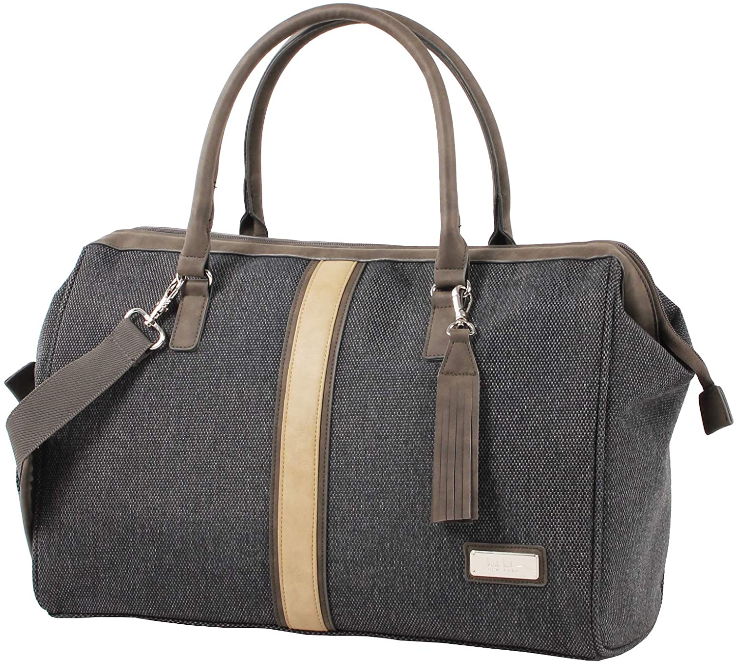 Price:$39.99    Nicole Miller New York Cameron Collection - Designer 19 Inch Frame Satchel for Women - Fashion Top Handle Handbags - Hinged Tote Satchel Purse Work Shoulder Bag (Cameron Black)  Clothing