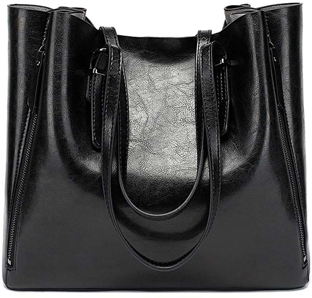 Price:$13.99    Leather Tote Shoulder Bag for Women Satchel Handbag with Top Handles (Black)  Clothing