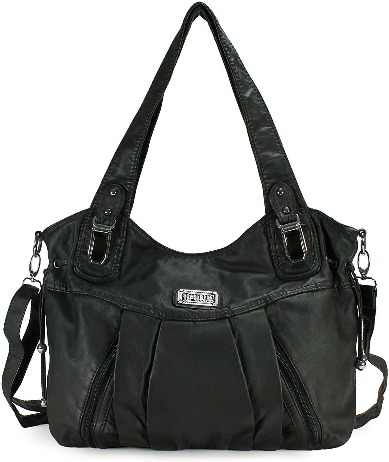 Price:$29.99    Scarleton Satchel Handbag for Women, Ultra Soft Washed Vegan Leather Crossbody Bag, Shoulder Bag, Tote Purse, Black, H147201  Clothing
