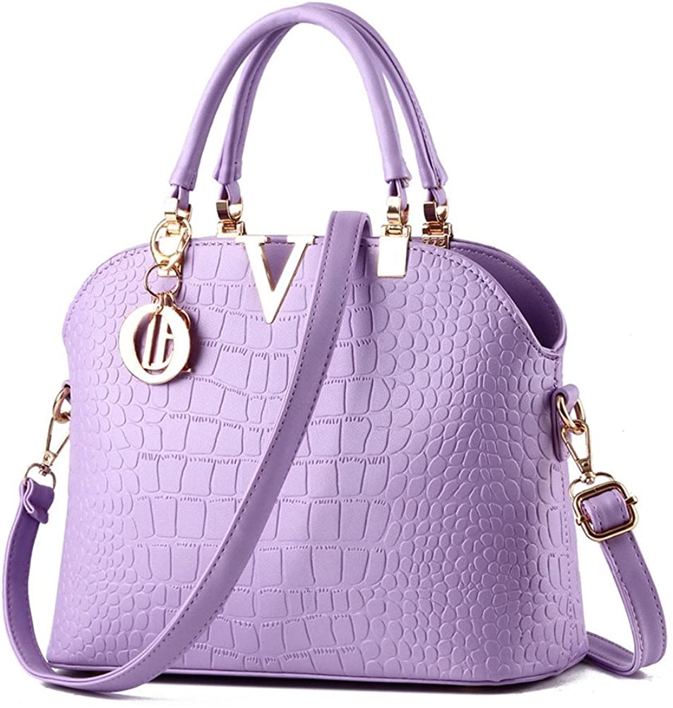 Price:$25.88    Rubysports Claissic Handbag Crossbody sapphire - Womens Leather Shoulder Bag Top-handle Handbags Crocodile Pattern Tote Purses  Clothing