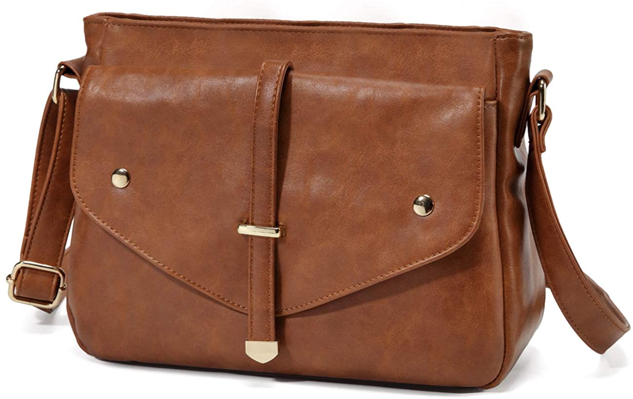 Price:$26.89 Crossbody Bags for Women, VASCHY Soft PU Leather Water Resistant Crossbody Purse Handbags Shoulder Bags Brown  Handbags   