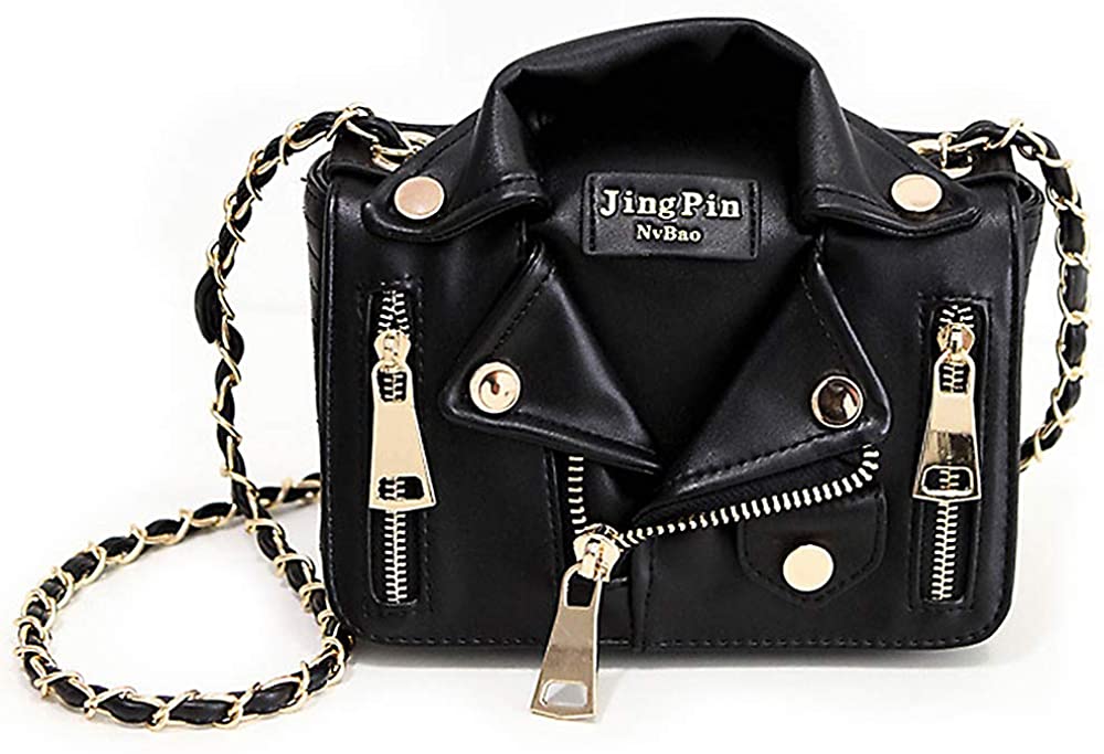 Price:$32.99 Sfly Women Chain Motorcycle Shoulder Rivet Jacket Bags Messenger Bag Leather Handbags for Girls Black,   Handbags   