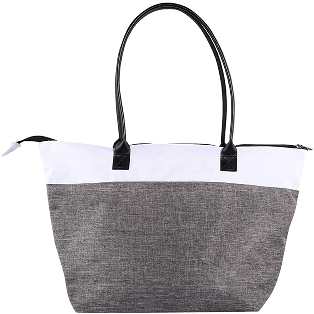 Price:$12.99 Tote Bag for Women Canvas Tote Handbags Leather Handle Water Resistant Shoulder Purse (Gray)  Handbags   