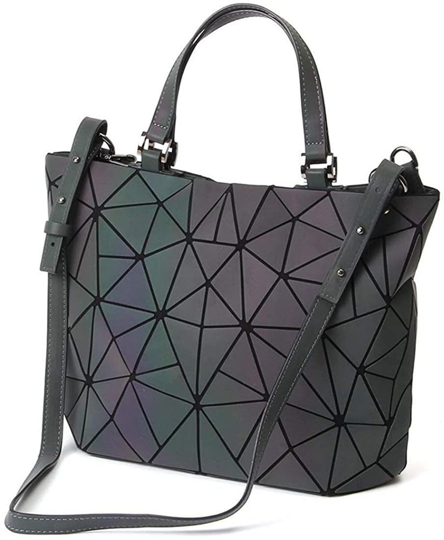 Price:$28.56 Geometric Lattice Luminous Shoulder Bag Holographic Reflective Cross-Body Bag Geometry Lingge purse Handbags, Luminous Bag, Large  Handbags   