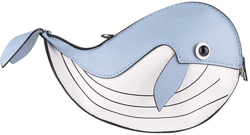 Price:$23.99 QZUnique Women's Cute Whale Shape PU Leather Shoulder Handbag Animal Style Crossbody Bag Zipper Purse  Handbags   