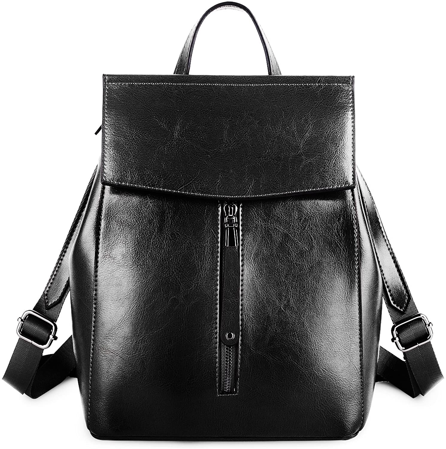 Price:$43.99    YALUXE Genuine Leather Fashion Women's Backpack for Women Handbag School Bag Shoulder Bag Tote for Women black  Clothing