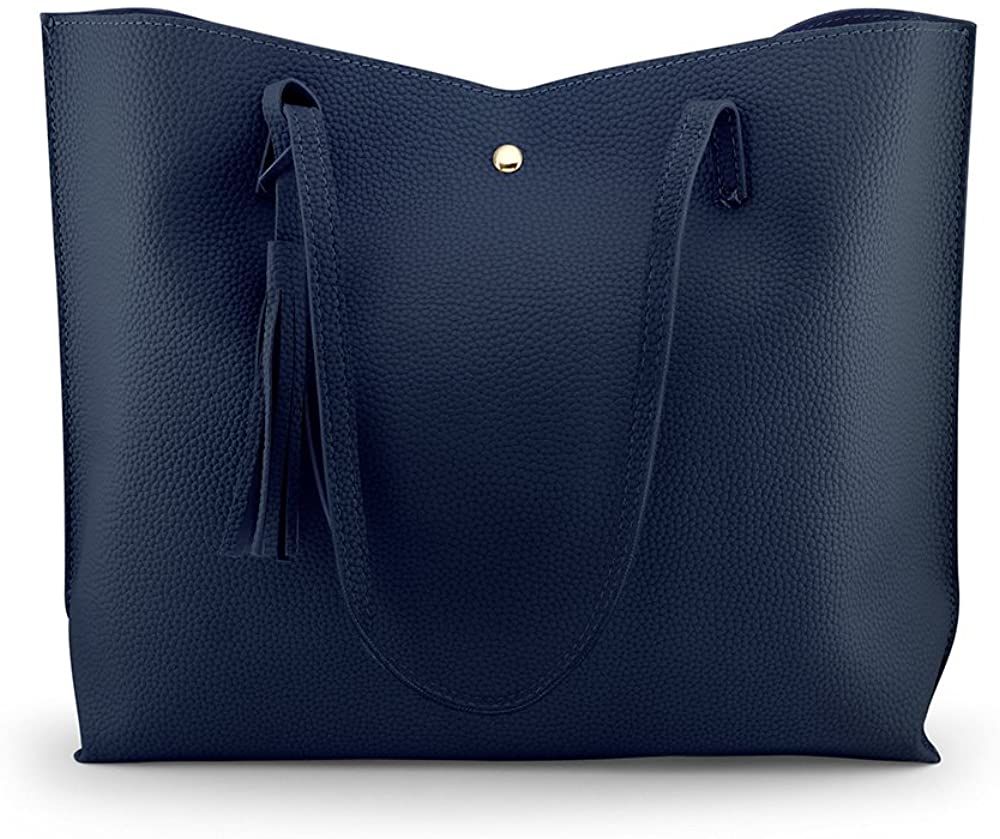 Price:$12.49    OCT17 Women Tote Bag - Tassels Faux Leather Shoulder Handbags, Fashion Ladies Purses Satchel Messenger Bags (Navy)  Clothing