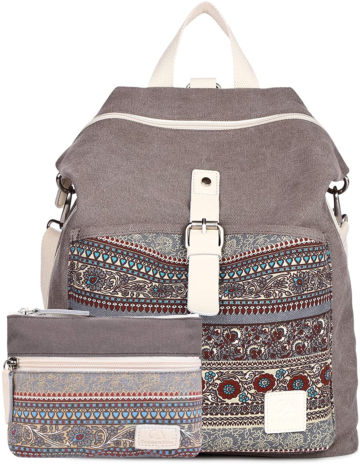 Price:$33.99    CASE STAR Women Bohemina Canvas Backpack Purse Casual Shoulder Bag Handbag-Grey  Clothing