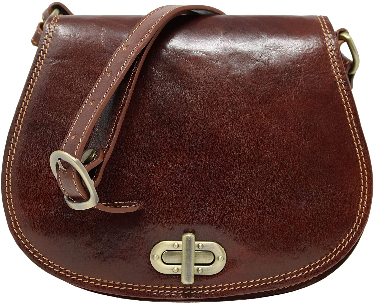 Price:$94.30    Floto Firenze Women's Saddle Bag Crossbody Shoulder Bag Handbag  Clothing