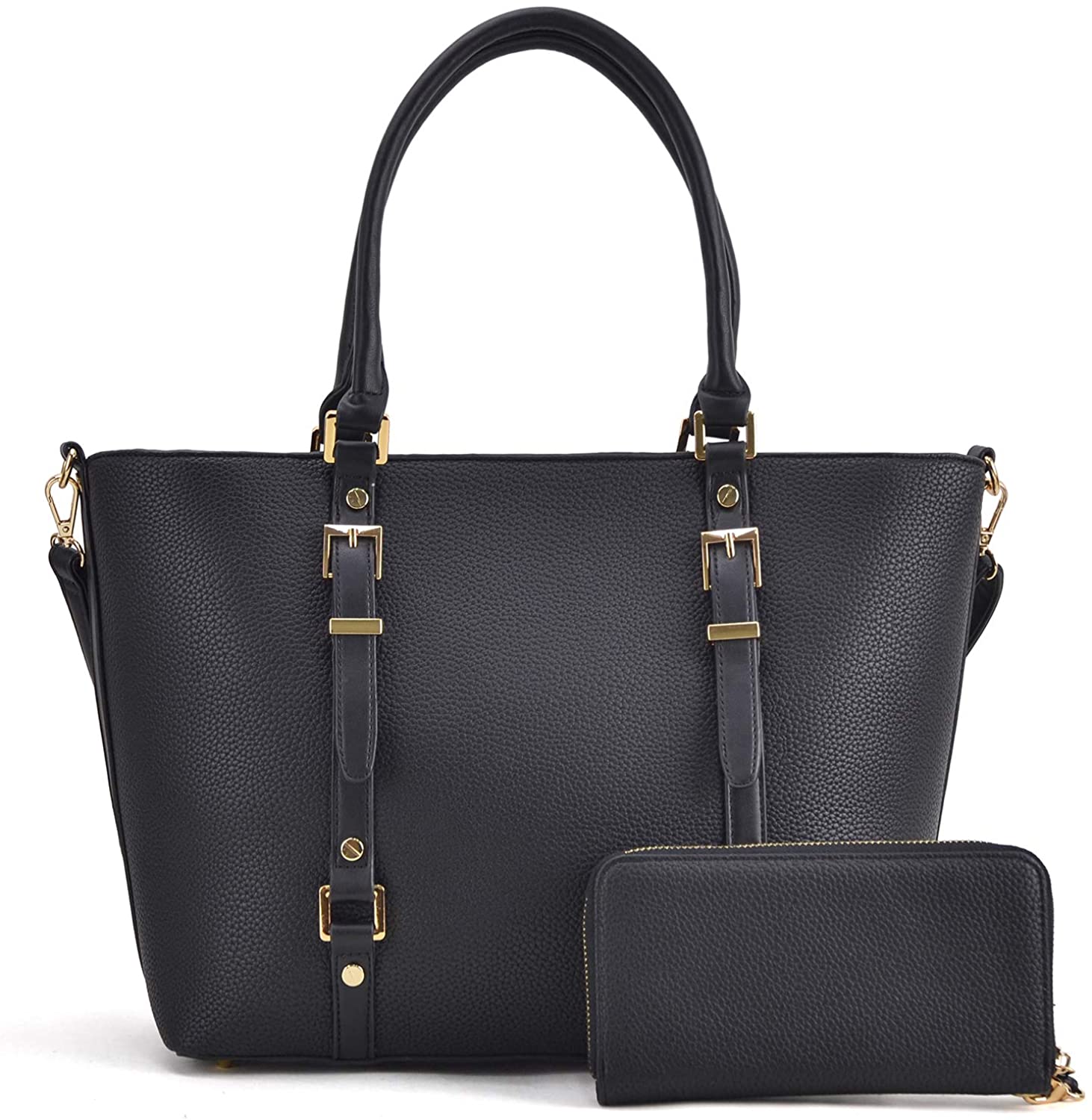 Price:$37.99    Women's Handbag Top Handle Shoulder Bag Tote Satchel Purse Work Bag with Matching Wallet (Black)  Clothing