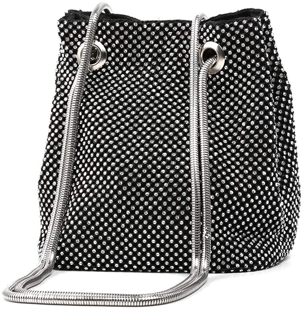 Price:$25.99 Women Evening Bag Cute Shoulder Bag Purse Crystal Rhinestone Clutch Bucket Crossbody Bags  Handbags   