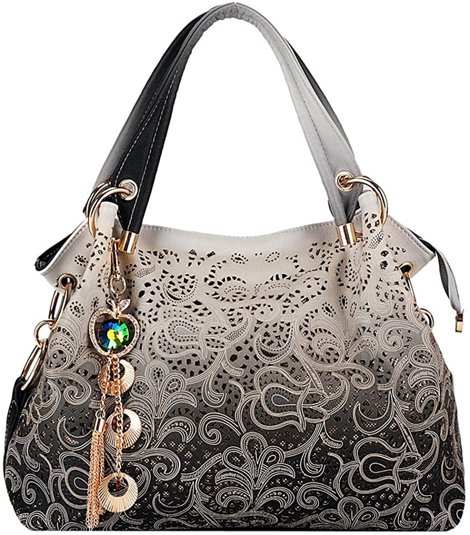 Price:$28.99    Outgeek Classic Fashion Tote Handbag Leather Shoulder Bag Perfect Large Tote Ls1195 (Grey) (Grey)  Clothing