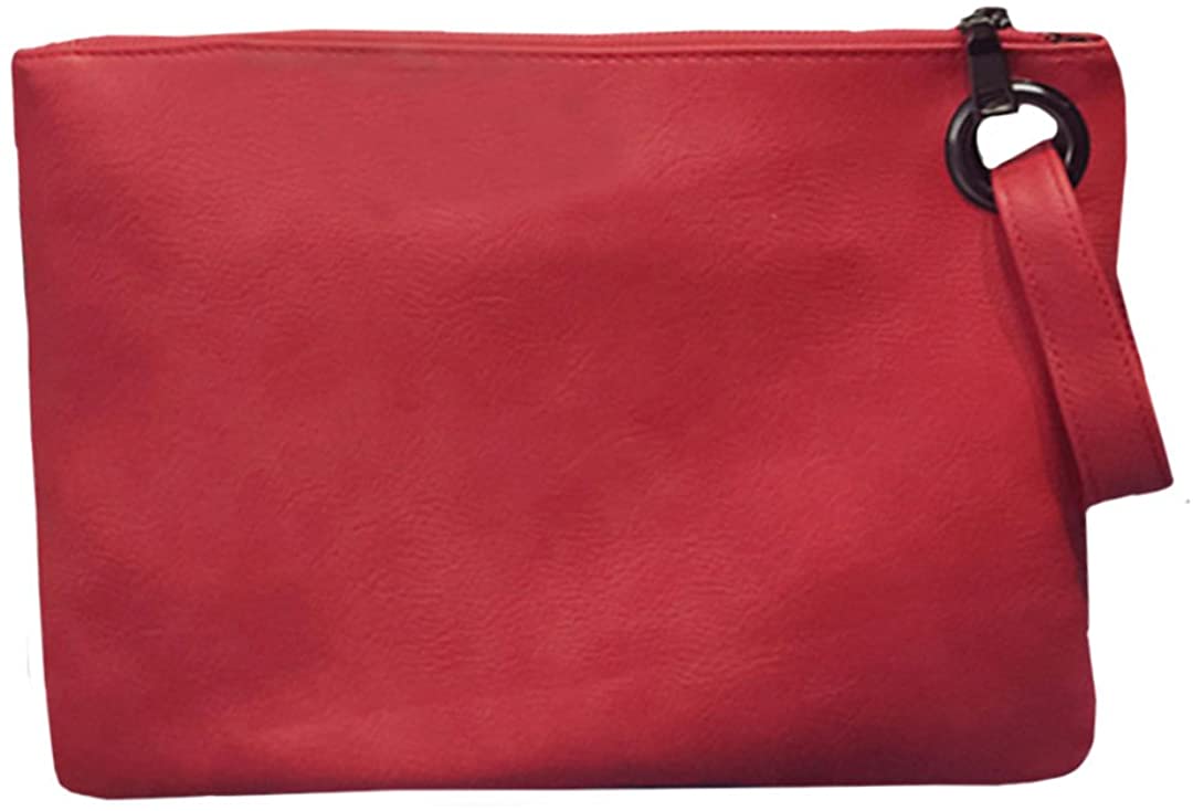 Price:$12.99 Mily Oversized Clutch Bag Purse Envelop Clutch Chain Tote Shoulder Bag Handbag Foldover Pouch Red  Handbags   