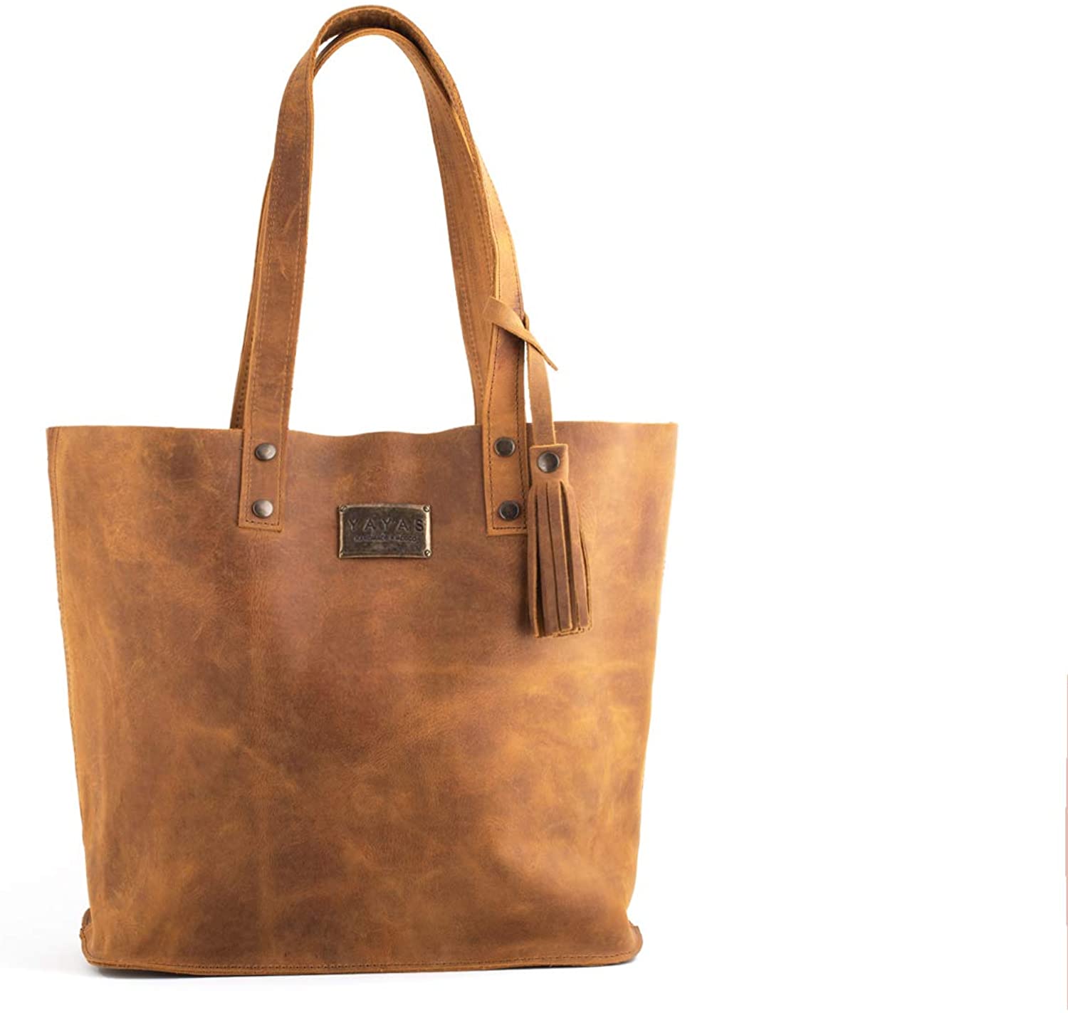 Price:$98.99    YAYAS Leather Napa Petite Light Brown Tote - Vintage Genuine Leather Purse - Shoulder Bag Handbag. HandMade (US-Bolsa Napa Petite Cafe Claro)  Clothing