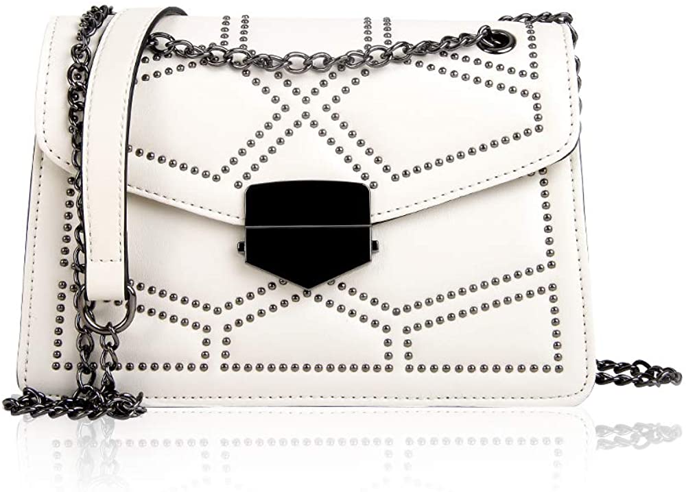 Price:$19.99    MICKORS Women Small Crossbody Handbags Purses with Rivet Fashion Satchel PU Leather Shoulder Bags  Clothing