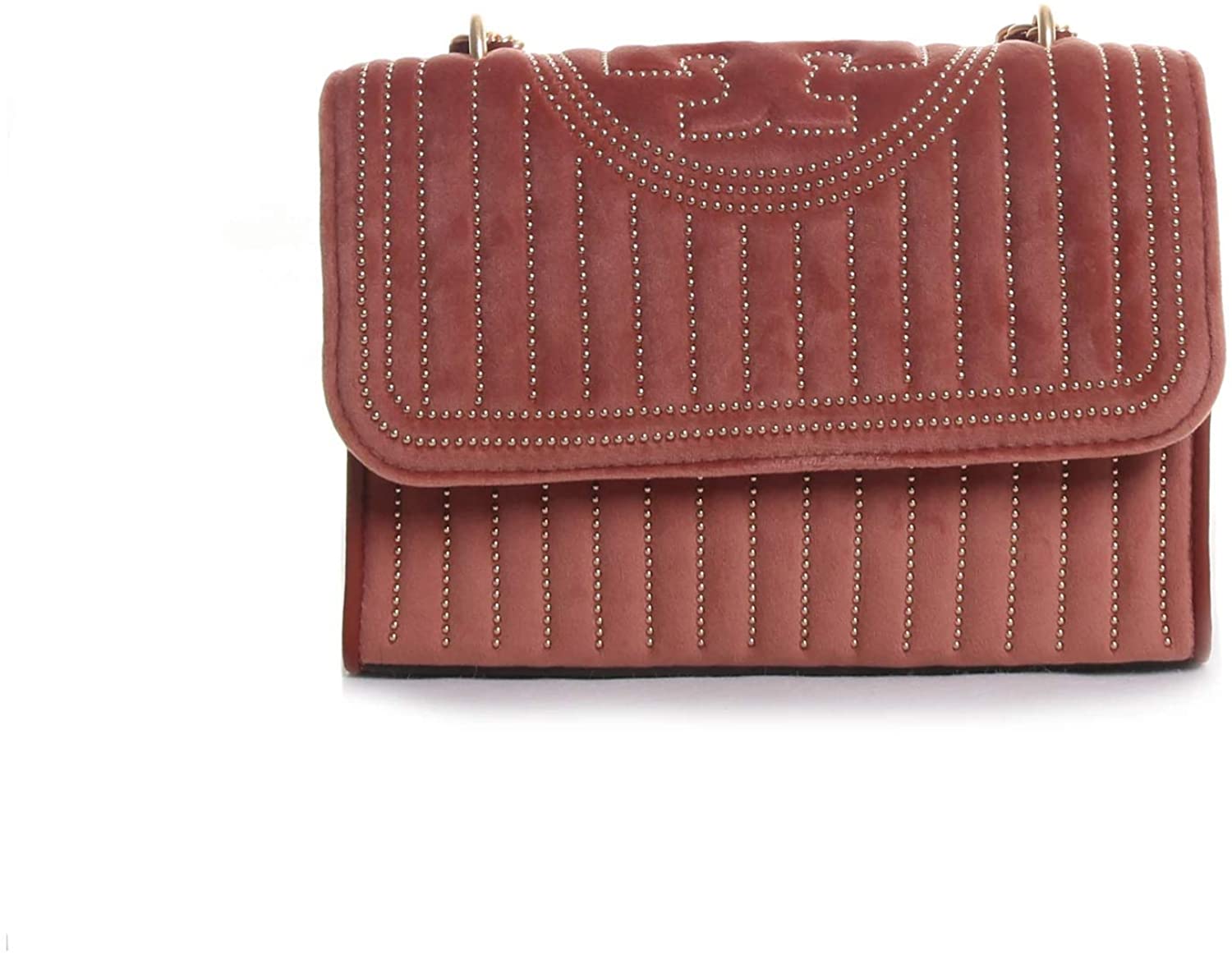 Price:$568.10 Tory Burch Fleming Mini Stud Velvet Small Shoulder Bag Tramonto One Size  Handbags   