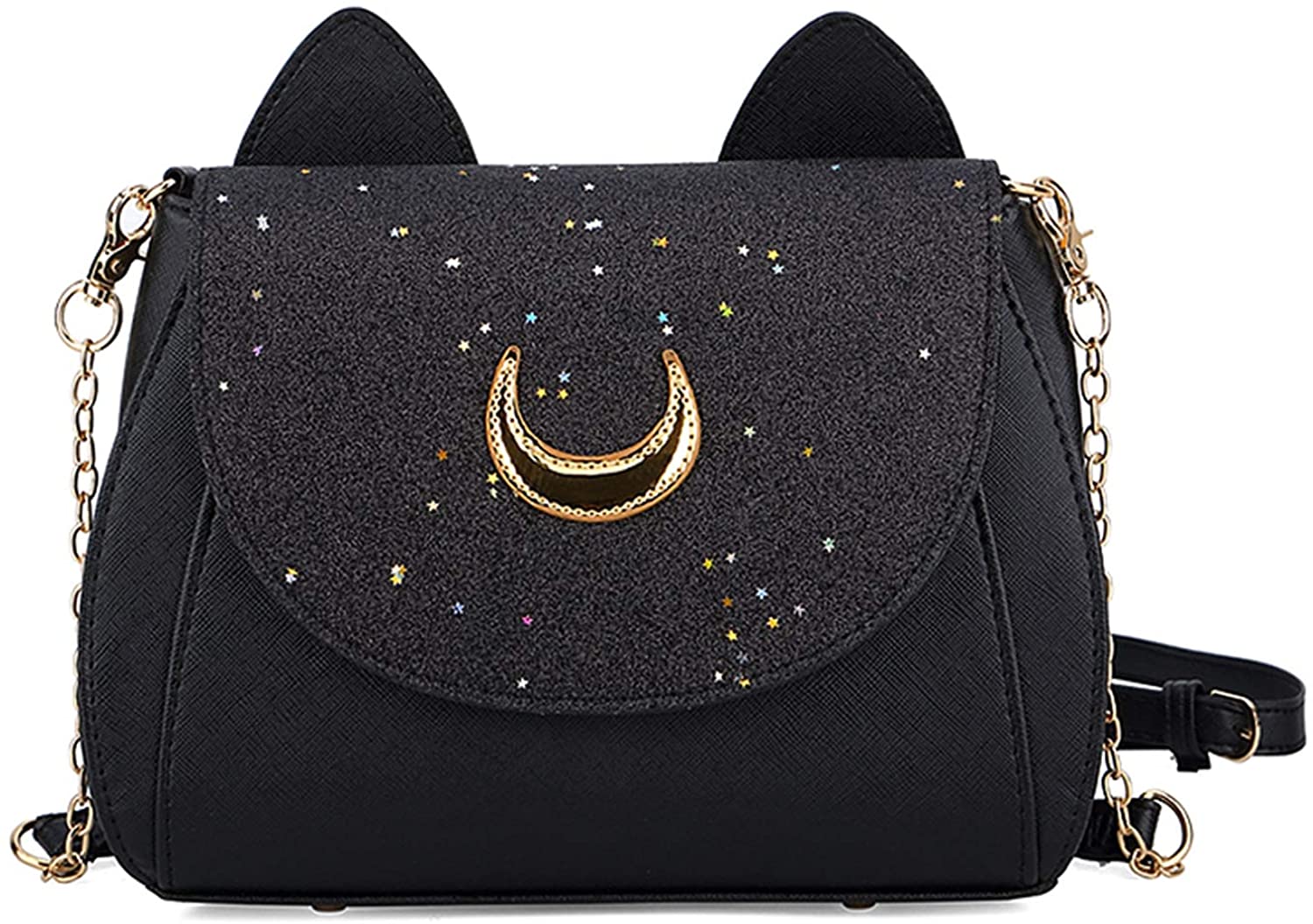 Price:$24.99    Sunwel Fashion Women Pu Leather Handbag Moon Sailor Luna Cosplay Messenger Crossbody Cat Purse Sequin Satchel Shoulder Bag  Clothing