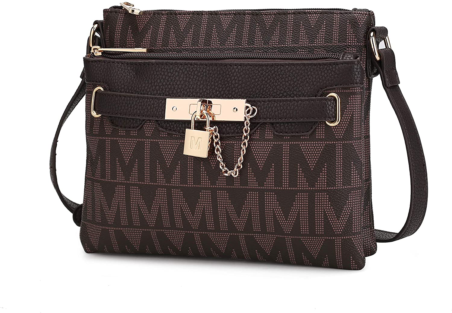 Price:$26.99 MKF Crossbody Bags for Women – PU Leather Lady Pocketbook Handbag – Side Messenger Purse, Padlock, Shoulder Strap Chocolate  Handbags   