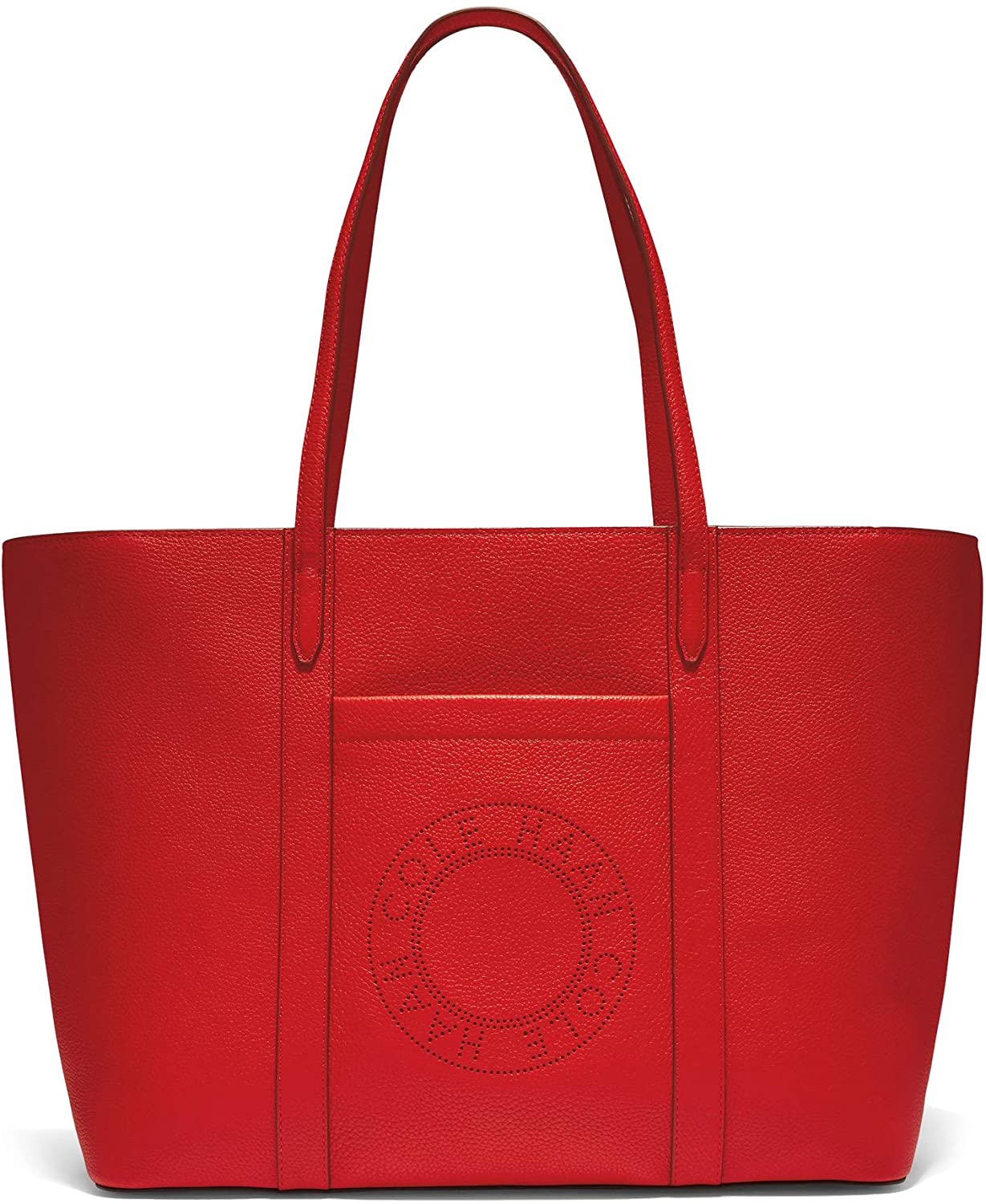 Price:$222.30    Cole Haan LEATHER ZIP TOP TOTE, RED  Clothing