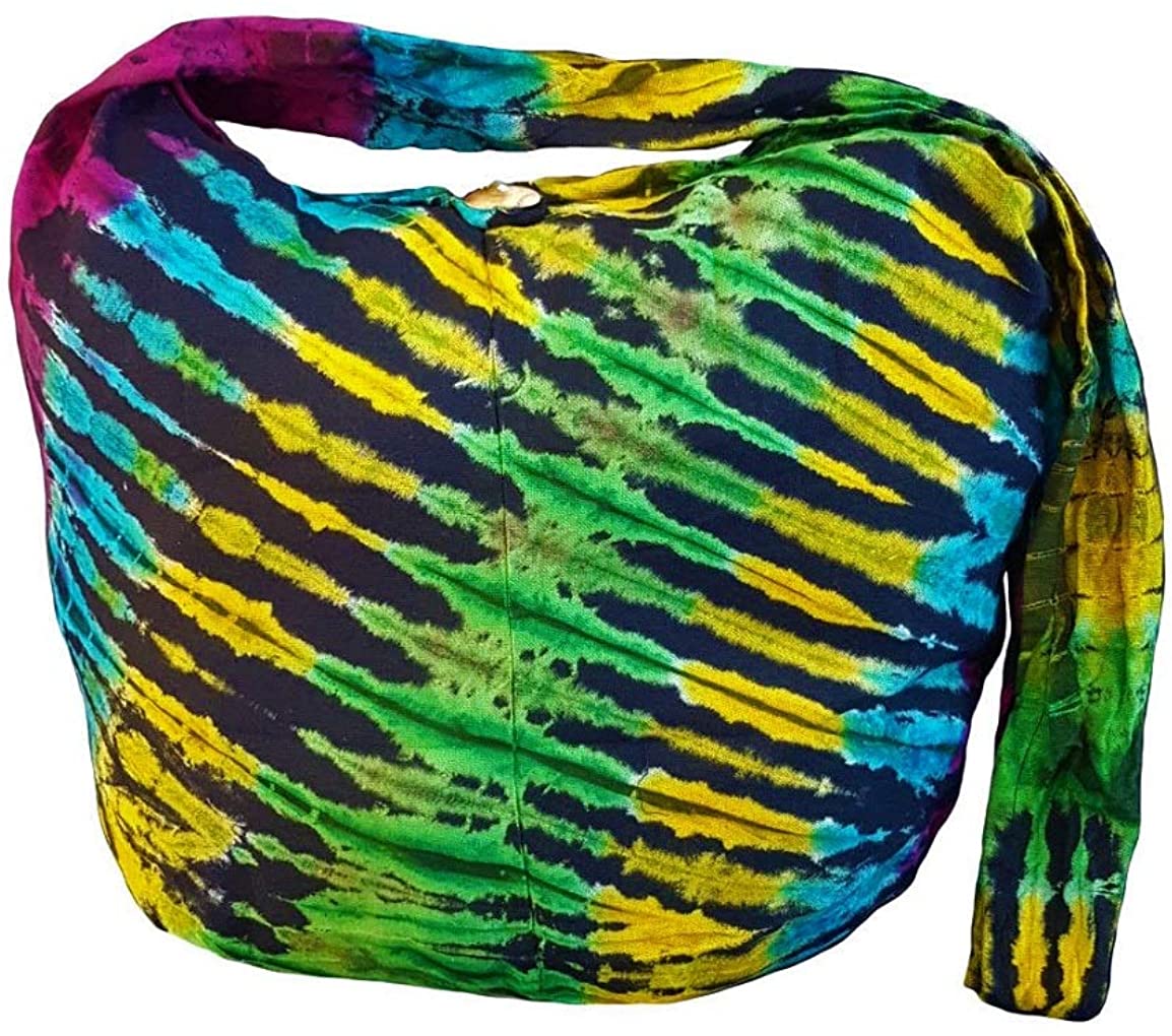 Price:$16.23    BTP! Tie Dye Sling Crossbody Shoulder Bag Purse Hippie Hobo Cotton Bohemian Colorful Firework (Midnight Rainbow VC5)  Clothing