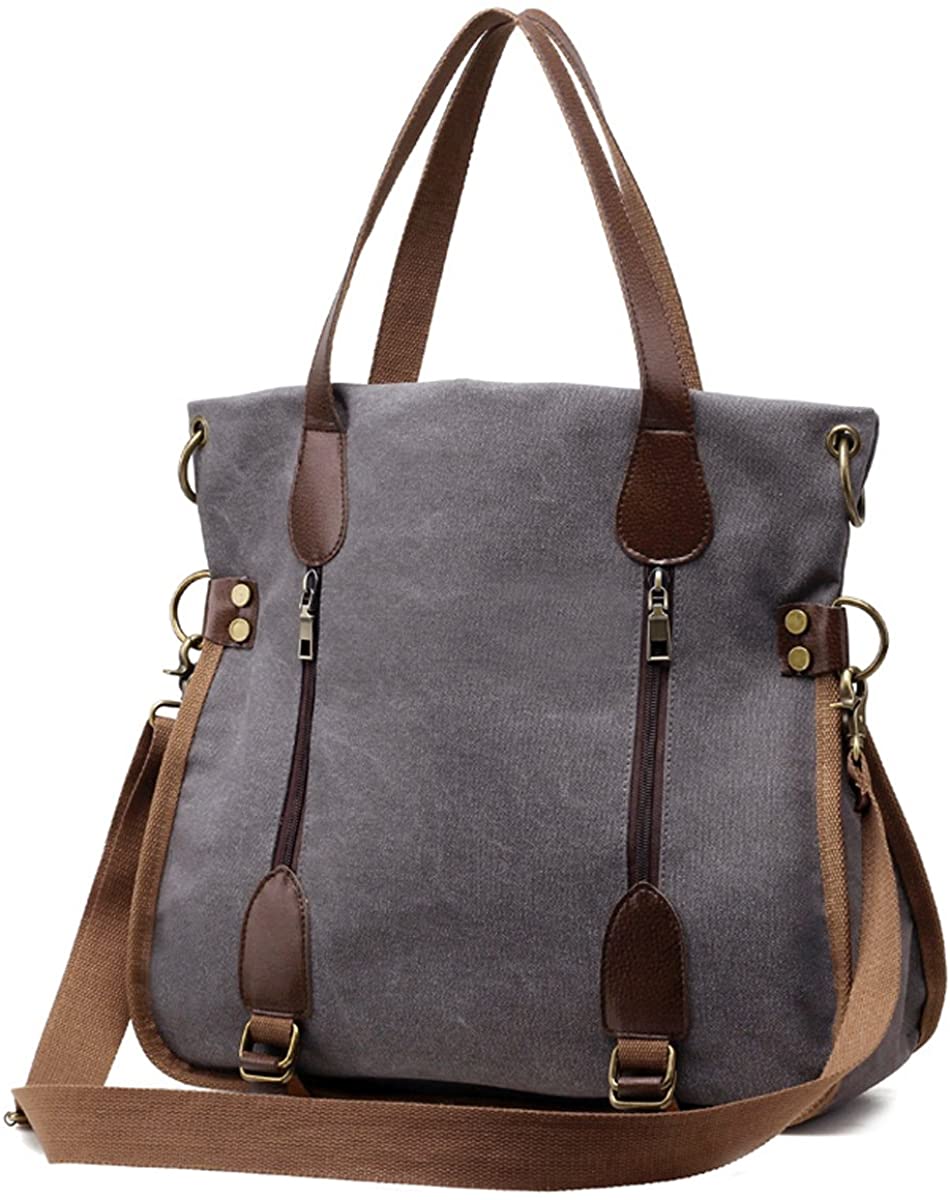 Price:$19.36    YALUXE Women's Leather Canvas Tote Convertible Crossbody Messenger Shoulder Bag Upgraded 2.0  Clothing
