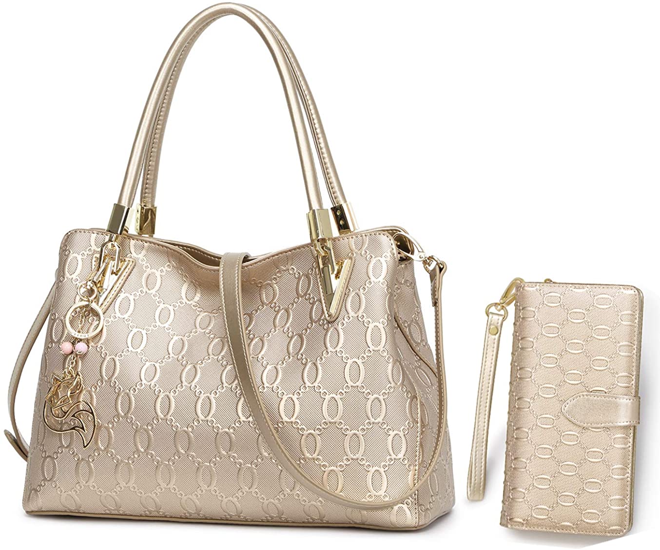 Price:$126.97    FOXER Leather Handbag & Wallet 2 Pcs Set, Ladies Shoulder Bags with Women's Clutch Purses  Clothing