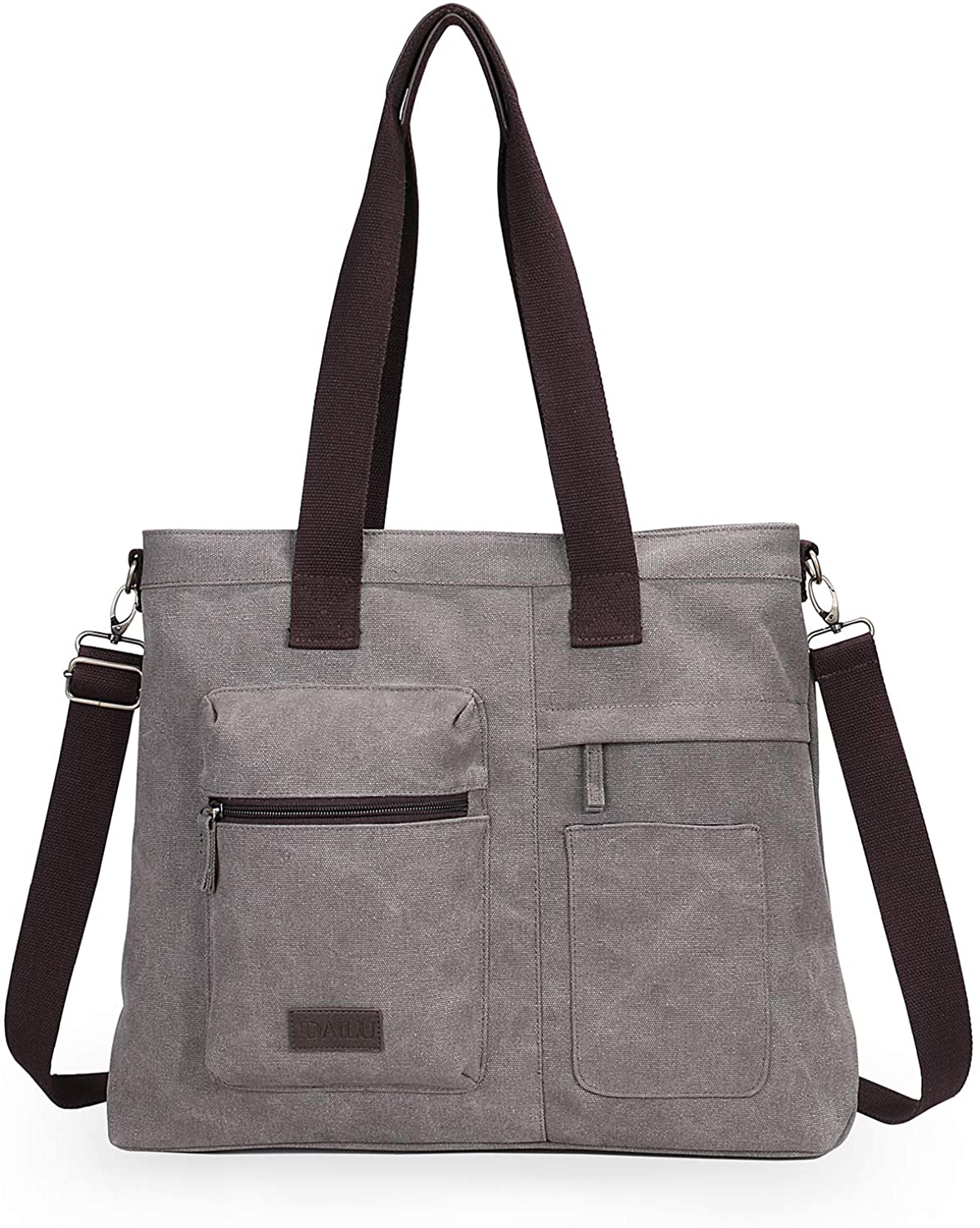 Price:$23.59    IDAILU Large Canvas Tote Bag Casual Daily Cross-body Hobo Handbags with Detachable Shoulder Strap (Gray), 18"L x 14"H x 5.5" W  Clothing