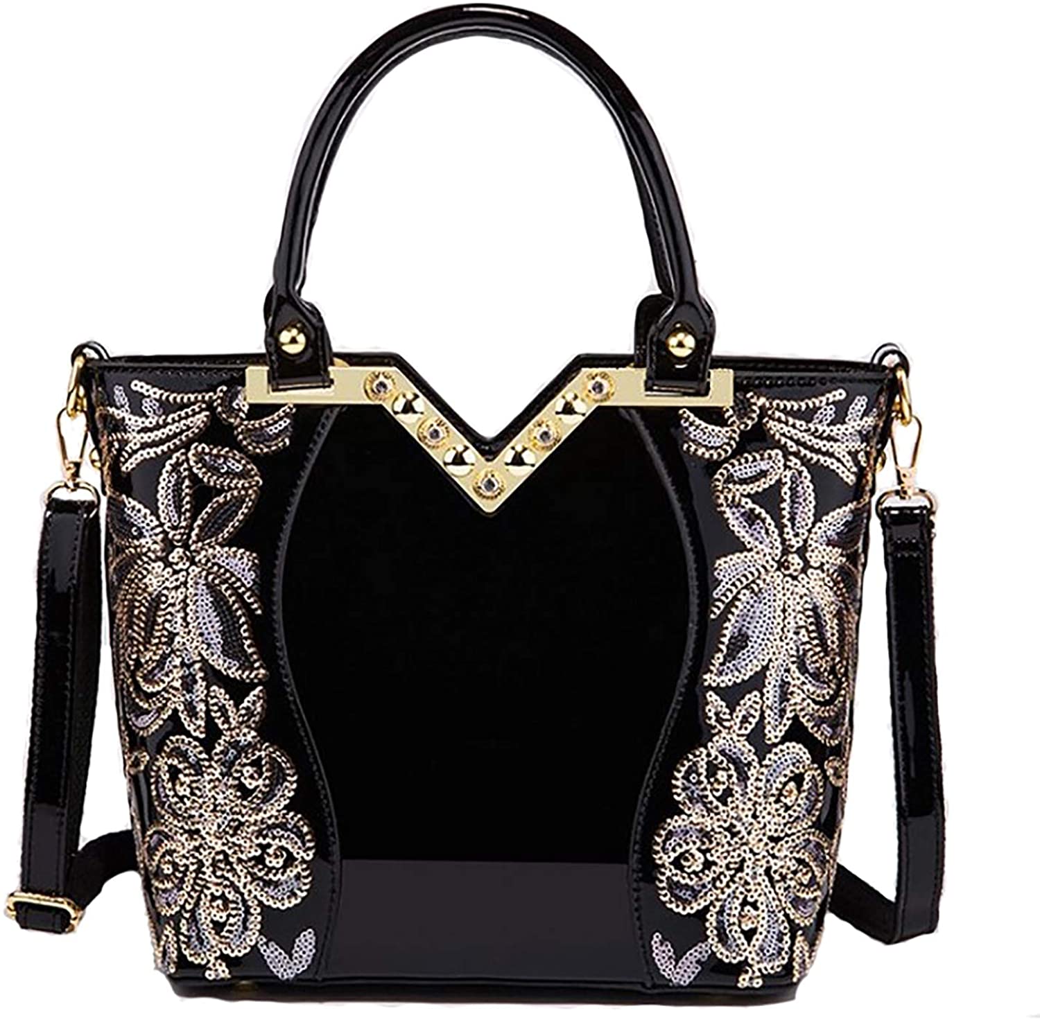 Price:$42.50 Women Shiny Patent Leather Top Handle Fashion Handbag Crossbody Shoulder Bag Purse  Handbags   