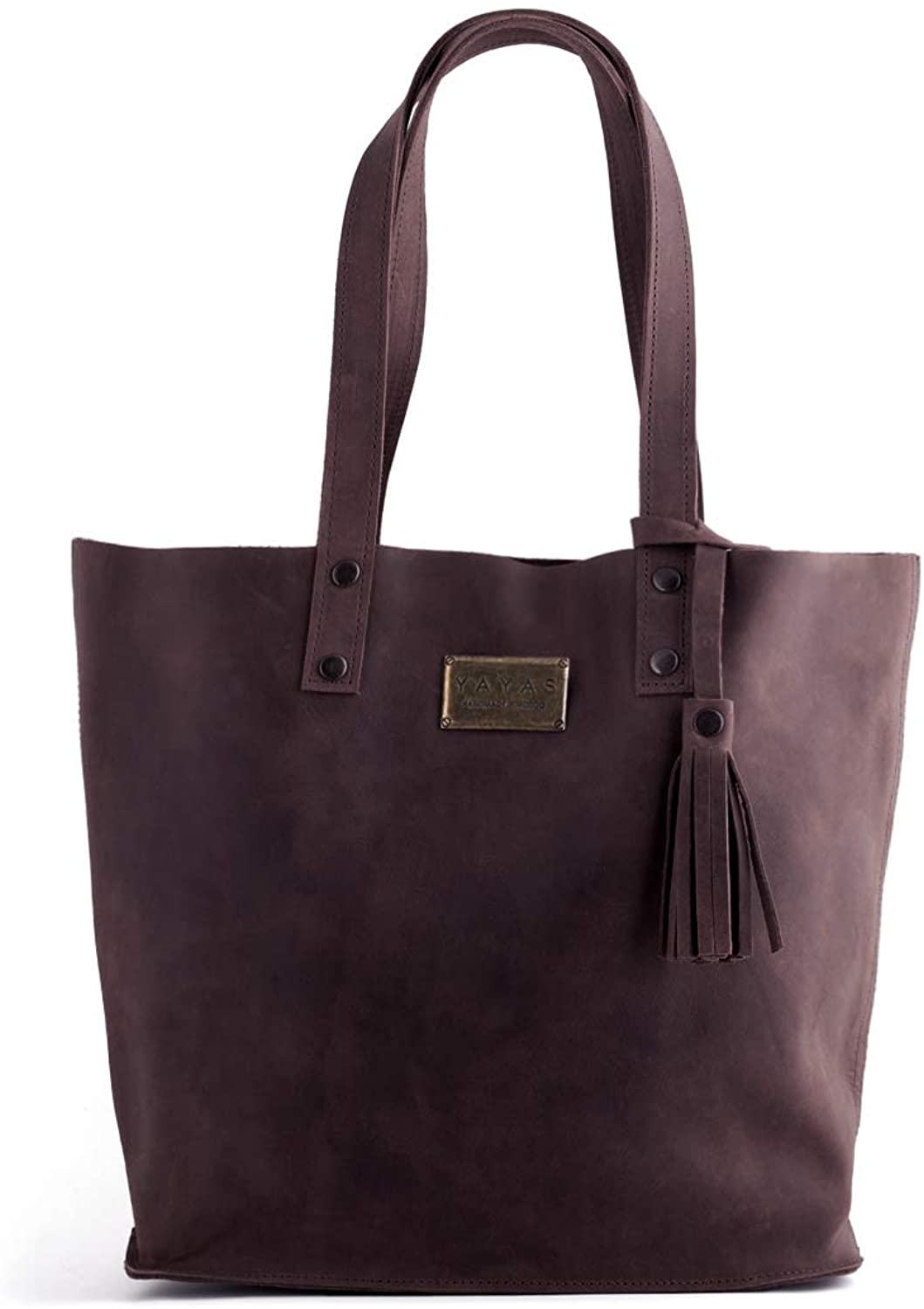 Price:$98.99    YAYAS Leather Napa Petite Dark Brown Tote - Vintage Genuine Leather Purse - Shoulder Bag Handbag. HandMade (US-Bolsa Napa Petite Cafe Oscuro)  Clothing