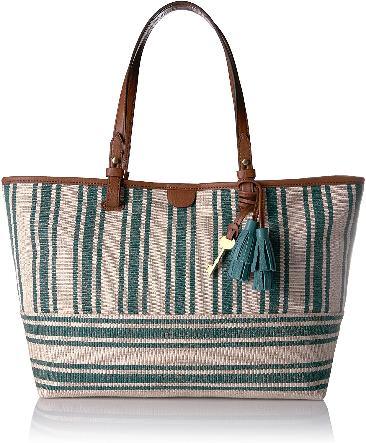 Price:$136.85    Fossil womens Rachel E/W Tote Shoulder Handbag, Teal Green/Green, One Size US  Clothing