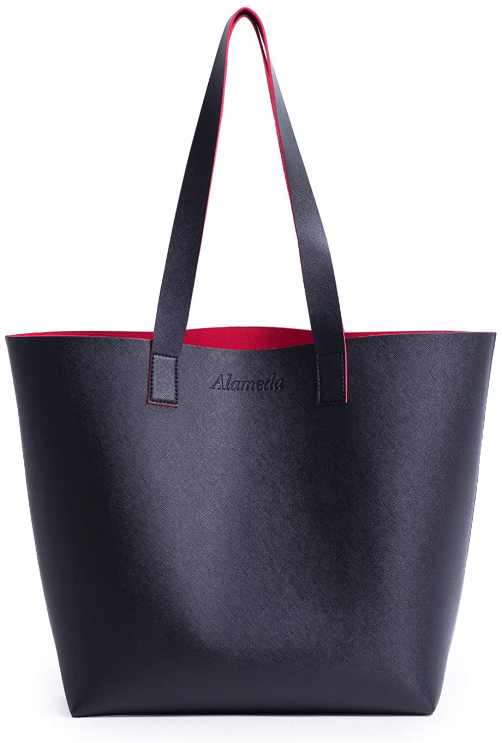 Price:$12.99 Alameda Women Tote Bag Faux Leather Handbags Casual Ladies Shoulder Bags for Shopping, Black  Handbags   