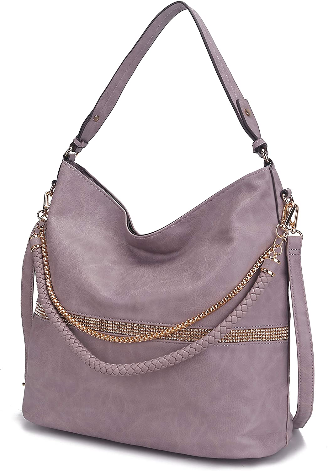 Price:$38.99    MKF Crossbody for Women - Adjustable Shoulder Strap - PU Leather Top-Handle Handbag Purse Satchel-Tote Bag Charm Purple  Clothing