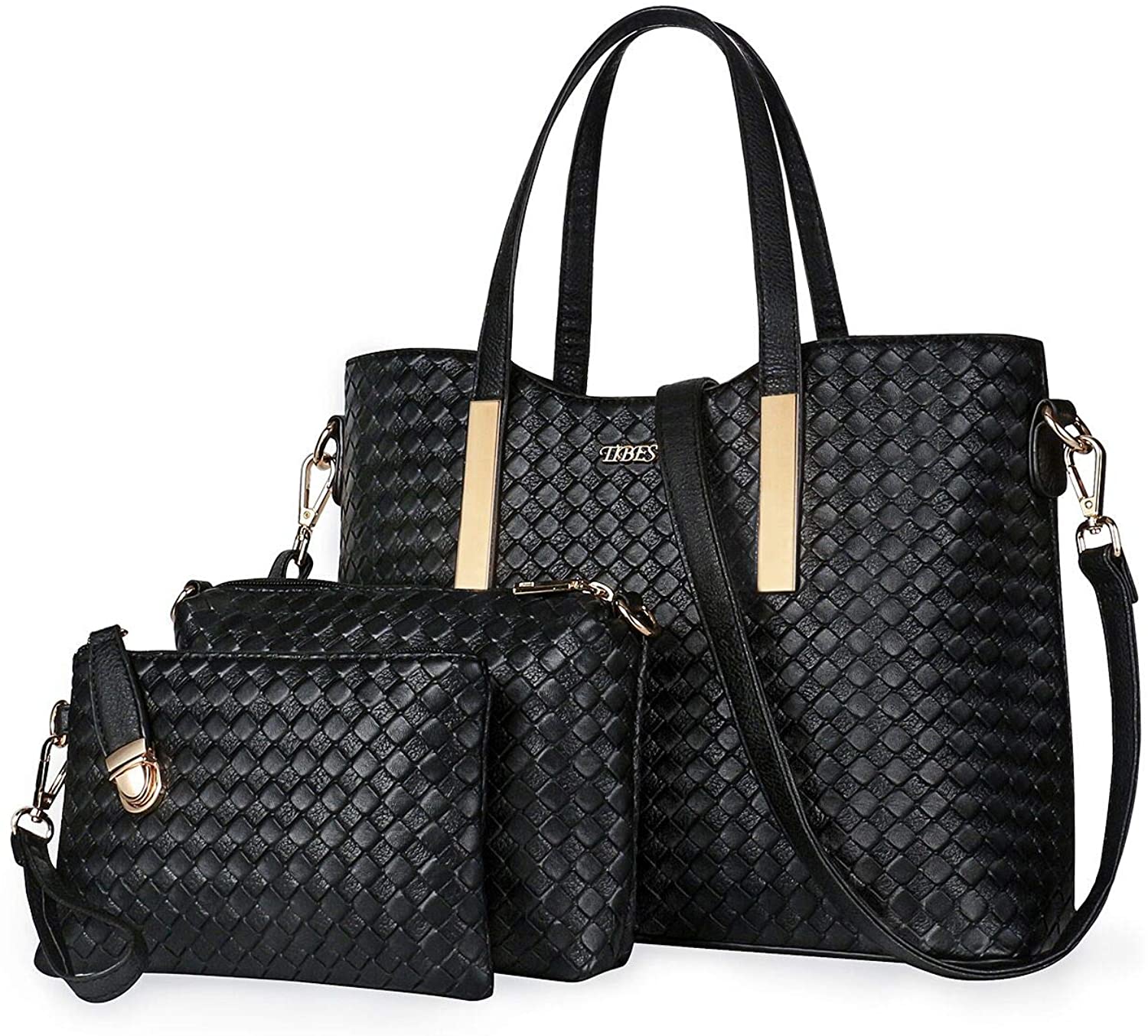 Price:$25.92    TIBES Fashion Pu Leather Handbag Shoulder Bag Purse 3pcs Bag Satchel  Clothing
