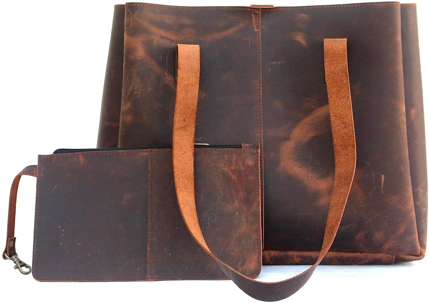Price:$56.99 Genuine Soft Buffalo Leather Tote Bag Elegant Shopper Shoulder Bags by Lust Leather  Handbags   