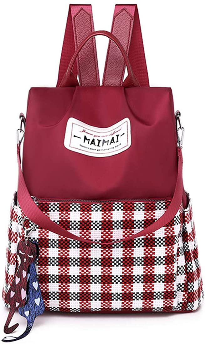 Price:$33.99    Leviro Women Backpack Waterproof Nylon Anti-theft Rucksack School Shoulder Bag Camo Handbag (Red-3)  Clothing