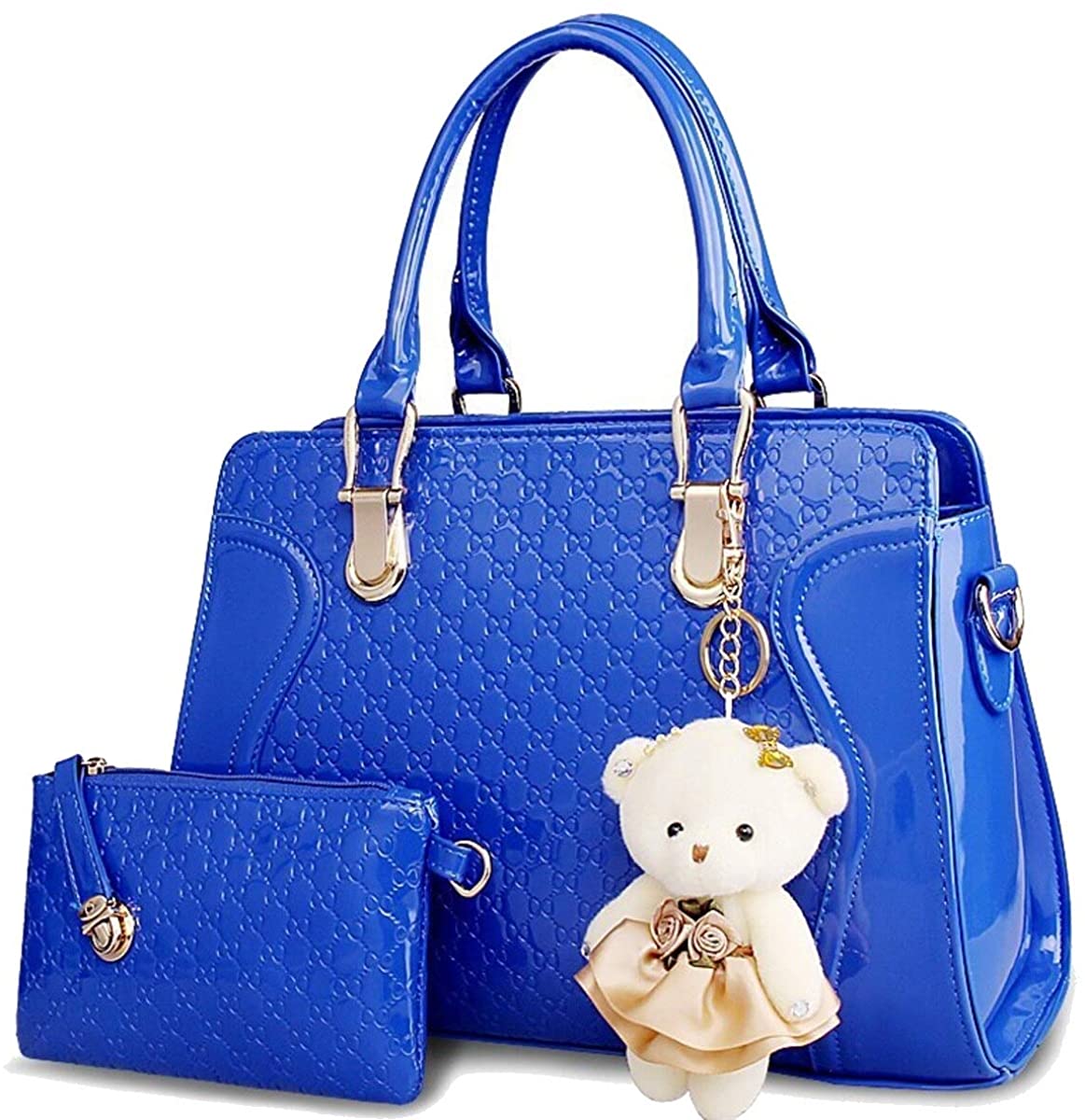 Price:$29.99    Women's Satchel Handbags Royal Blue Patent Unique Purse Hobo Tote Bag For Women - Pocketbook With Wallet Ladies Shoulder Bag  Clothing