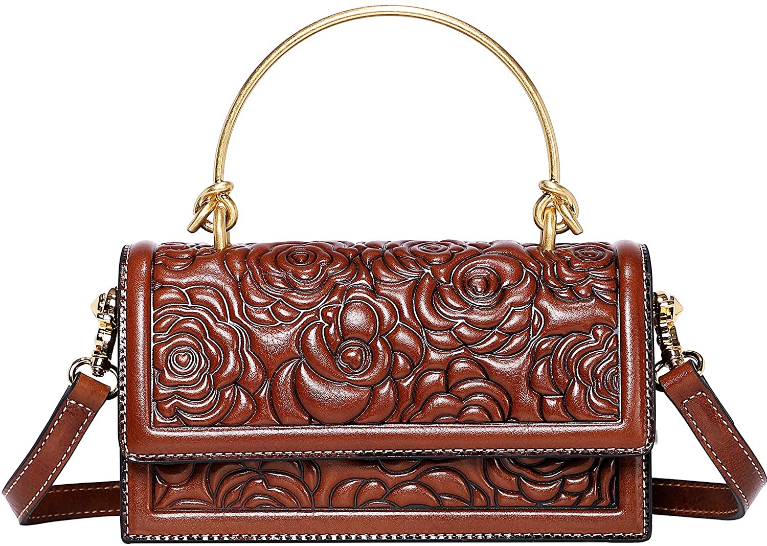 Price:$98.67    PIJUSHI Small Crossbody Shoulder Handbag for Women Designer Top Handle Satchel Bag (19019 Brown)  Clothing