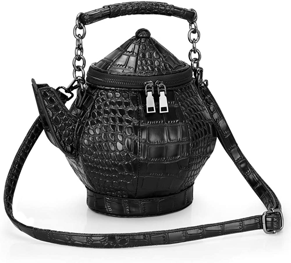 Price:$57.99    Funny Purse, Gothic Teapot Shaped Crossbody Handbag Top-handle Funky Tote Women's Novelty Shoulder Bags  Clothing