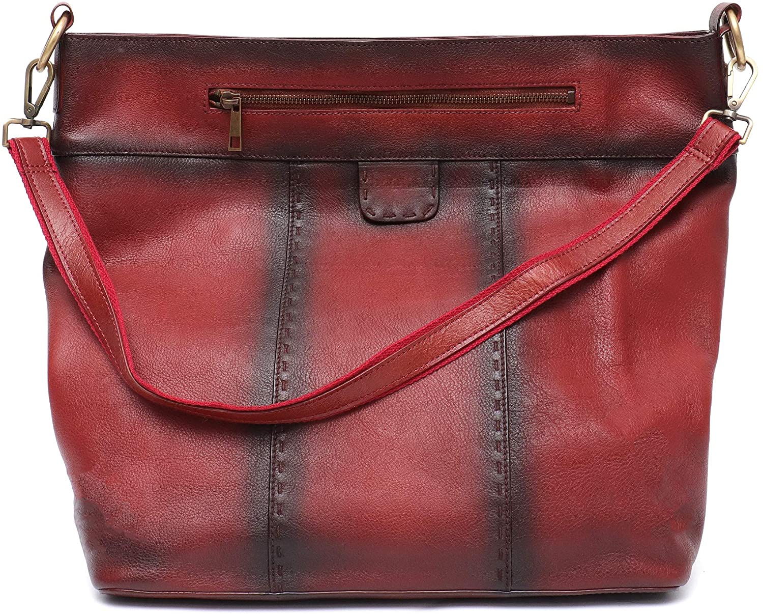 Price:$173.32    STEPHIECATH Women Leather Tote Bags Retro Stylish Handbag Italian Genuine Cow Leather Shoulder Bags Large Real Skin Spray Color Luxury Female Casual Vintage Hobo Messenger Cross body Bag (RED)  Clothing