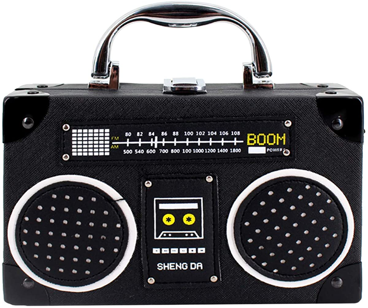 Price:$20.99 Heidi Bag Vintage Radio Clutch Handbag Leather Top Handle Crossbody Shoulder Bag  Handbags   