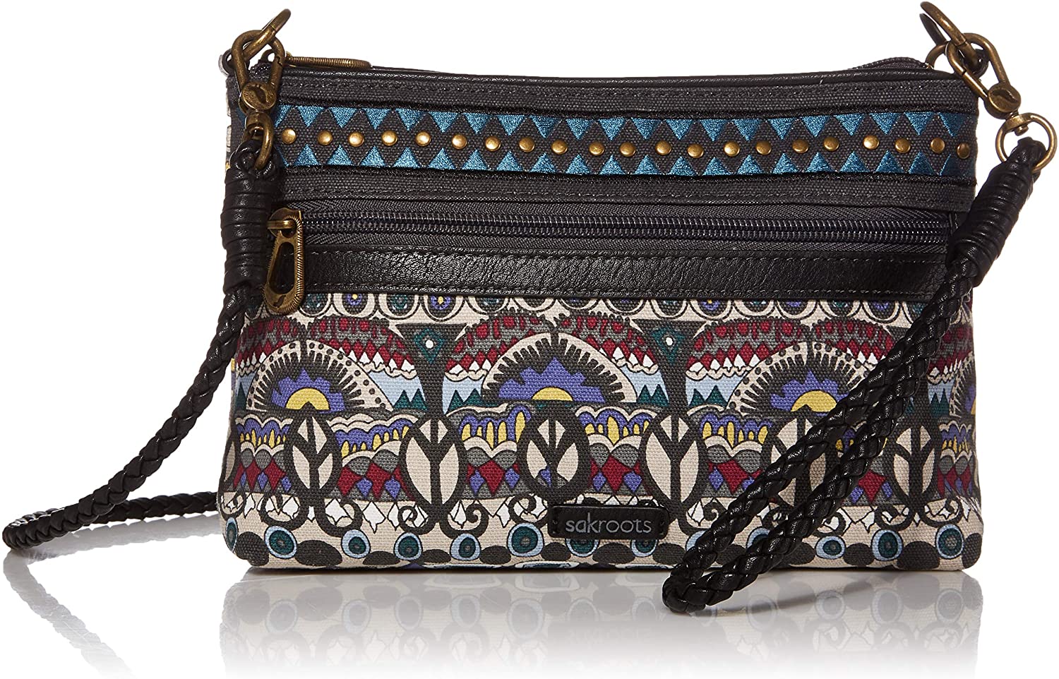 Price:$42.00 Sakroots Women's Shoulder, Multi One World, 9.8in L x 1.5in W x 6in H Wristlet Drop  7.5in, Crossbody Drop  up to 24 inches  Handbags   