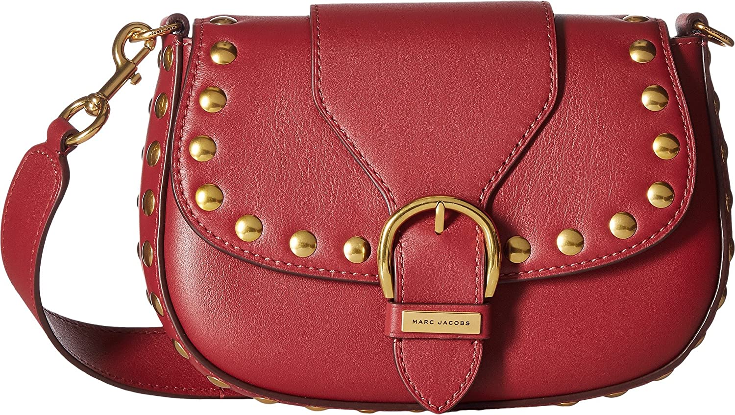 Price:$407.00    Marc Jacobs Studded Navigator Shoulder Bag- Cabernet Red  Clothing