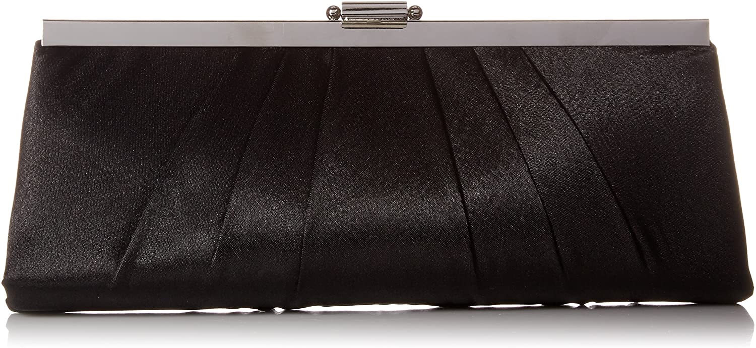 Price:$26.95 Jessica McClintock Blaire Womens Satin Frame Evening Clutch Bag Purse With Shoulder Chain Included, Black  Handbags   