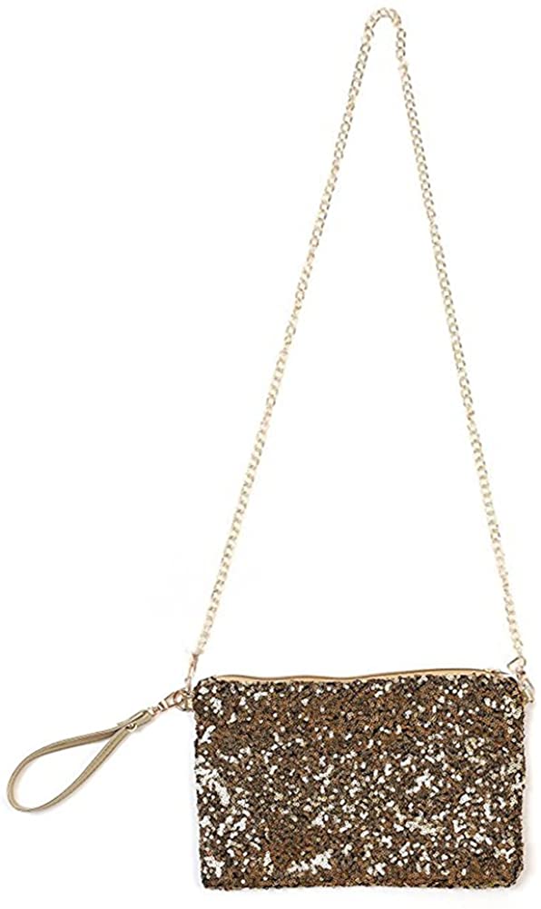 Price:$15.99    Women Glitter Bling Sequin Party Evening Bag Handbag Envelop Purse Shoulder Bag  Clothing